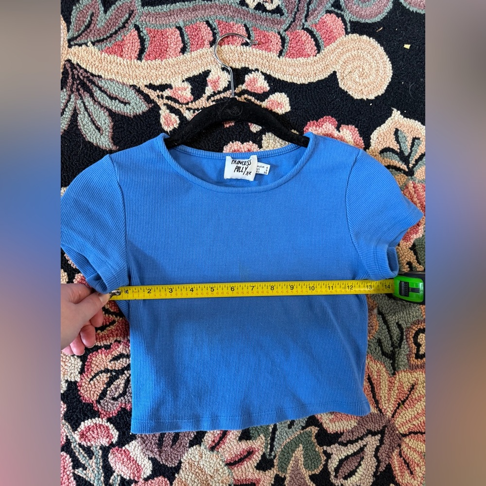 Princess Polly Ribbed Short Sleeve Ribbed Crop Top Bright Blue Size 2 🦋💙🦋💙 Y2K - Picture 6 of 6